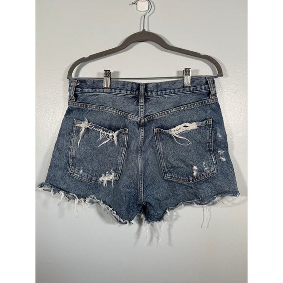 Agolde Dee High Rise Denim Short Womens 30 Turmoil Medium Dark Destroy Wash - Picture 3 of 7